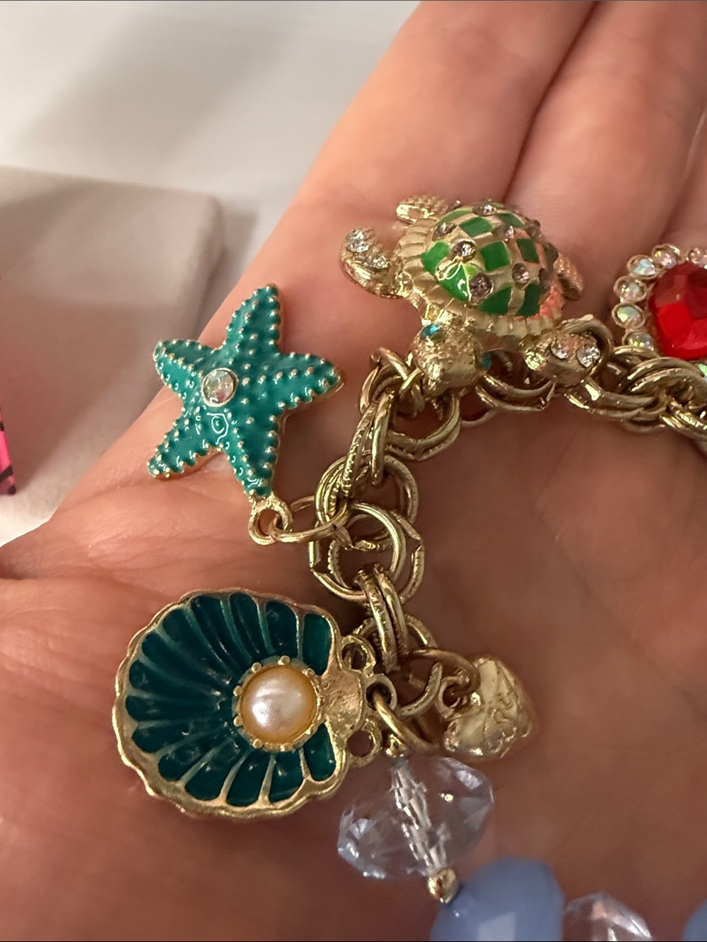 Betsey Johnson Green Turtle Charm Bracelet with Matching Turtle Earrings Set - Picture 6 of 7